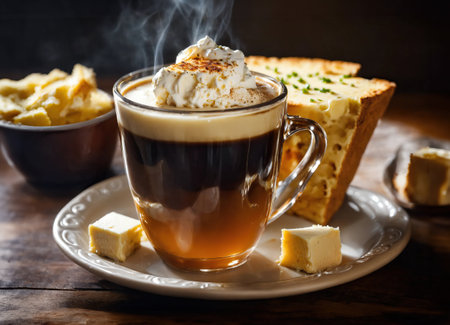 Cup of coffee with cheeseの素材