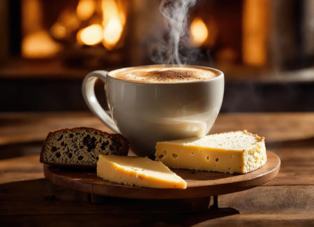 Cup of coffee with cheeseの素材