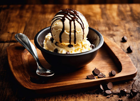 Creamy ice cream with chocolateの素材