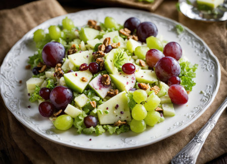 Waldorf salad on a plateの素材