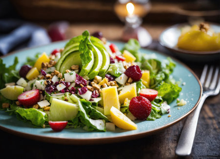 Waldorf salad on a plateの素材