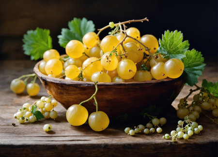 White currant on a wooden tableの素材