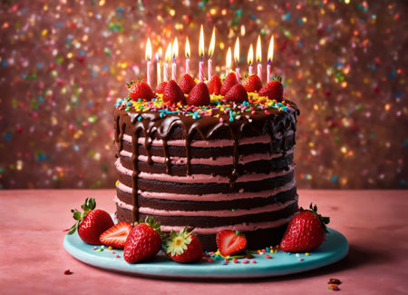 Beautiful cake for the holiday on the tableの素材