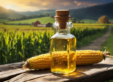 Freshly squeezed corn butter on a wooden tableの素材