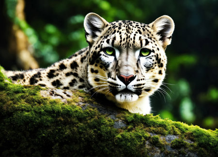 Snow leopard is an endangered animal on earthの素材