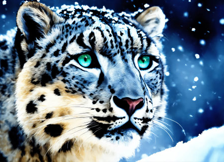 Snow leopard is an endangered animal on earthの素材