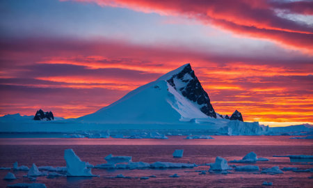 Bright colored sunset in Antarcticaの素材