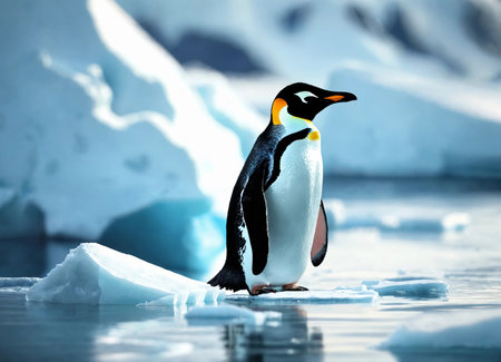 Penguin on an ice floe in Antarcticaの素材