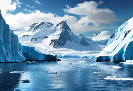 Antarctic ice floats in the oceanの素材