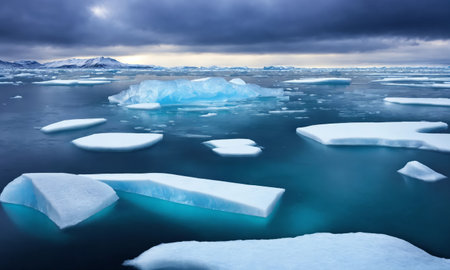 Floating ice floes in the Arctic Oceanの素材