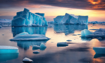 Floating ice floes in the Arctic Oceanの素材