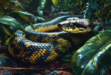 Anaconda snake in the Amazon jungleの素材