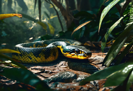 Anaconda snake in the Amazon jungleの素材