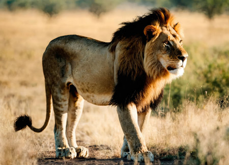 King of beasts lion in the African savannahの素材