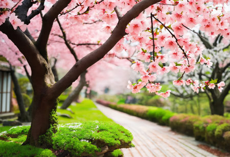 Blooming fruit tree at spring in the gardenの素材