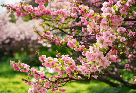 Blooming fruit tree at spring in the gardenの素材