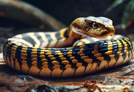 King cobra snake in natural habitatの素材