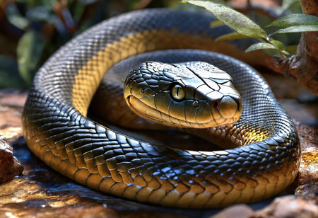 McCoys Taipan Snake in its natural habitatの素材