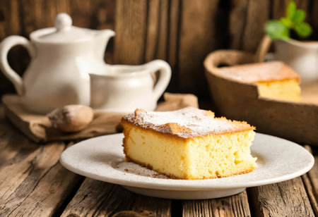Baked sponge cake for breakfastの素材