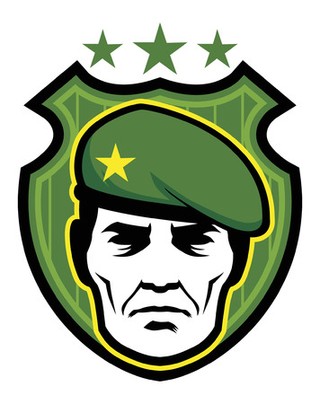 soldier head wearing a beretのイラスト素材