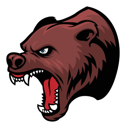 Angry head of grizzly bear.のイラスト素材