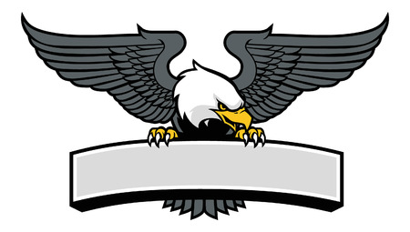 Bald eagle stand over the blank space bannerのイラスト素材