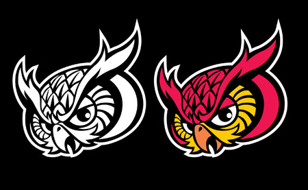 Owl head mascot set.のイラスト素材