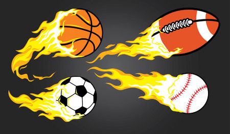 various burning of sport ballsのイラスト素材