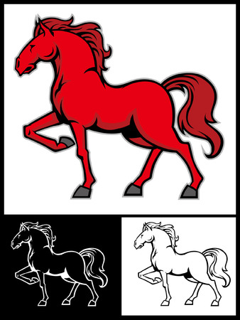 horse mascot in setのイラスト素材
