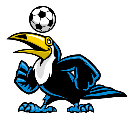 toucan bird playing soccerのイラスト素材