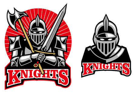 knight mascot in setのイラスト素材
