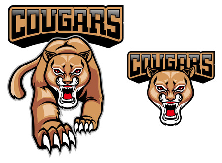 cougar mascot setのイラスト素材