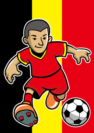 belgium soccer player with flag backgroundのイラスト素材