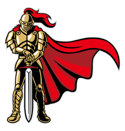 knight warrior with armor and cape