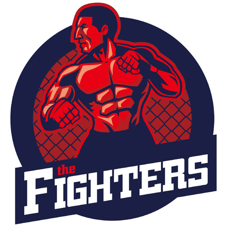 MMA fighter mascot badgeのイラスト素材