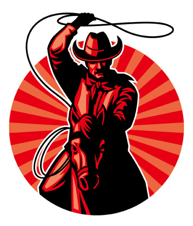 cowboy using the lassoのイラスト素材