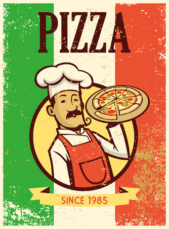 pizza chef design in textured styleのイラスト素材