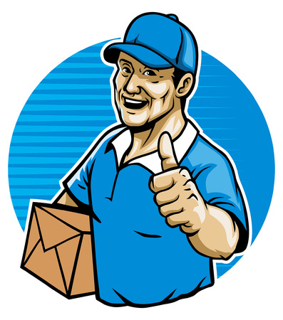 mailman with thumb upのイラスト素材