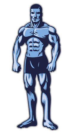 bodybuilder stand with athletic bodyのイラスト素材