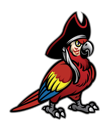 macaw bird wearing pirate hatのイラスト素材