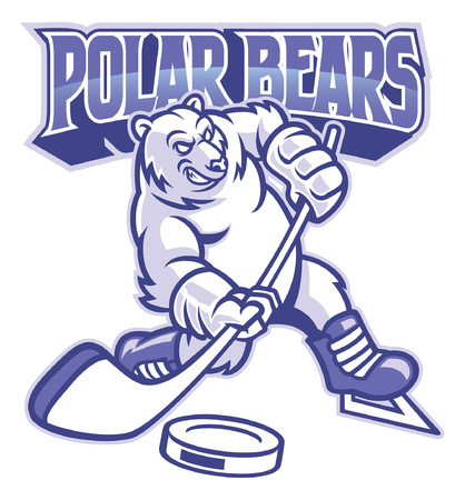 polar bear ice hockey mascotのイラスト素材
