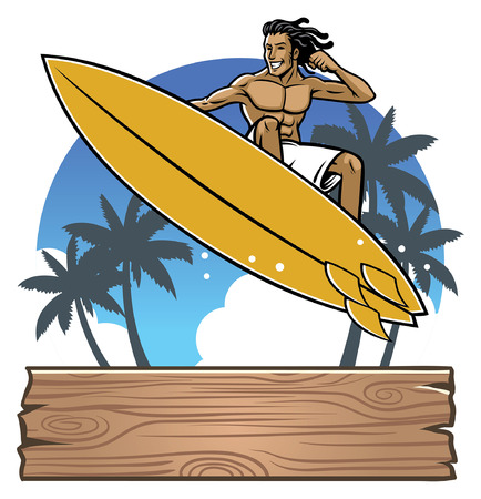 surfer mascot in actionのイラスト素材