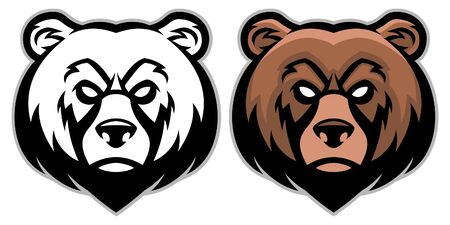 set grizzly head mascotのイラスト素材