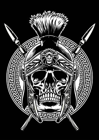 black and white skull roman warriorのイラスト素材