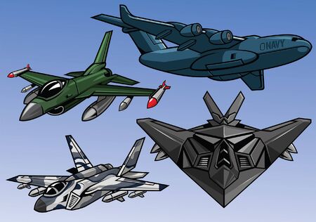military aircraft collectionのイラスト素材