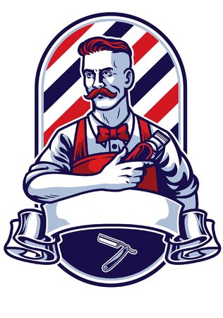 barberman pose hold the clippersのイラスト素材