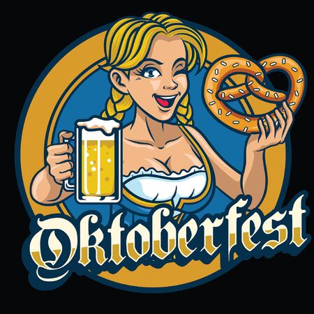 girl of oktoberfest celebrating the partyのイラスト素材
