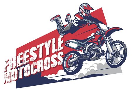 motocross t-shirt design with rider jumping on the motocrossのイラスト素材