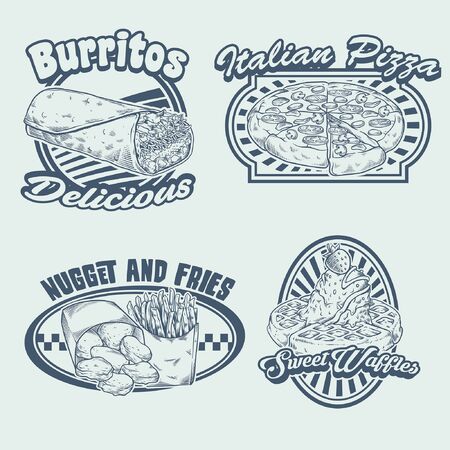 set of fastfood designのイラスト素材