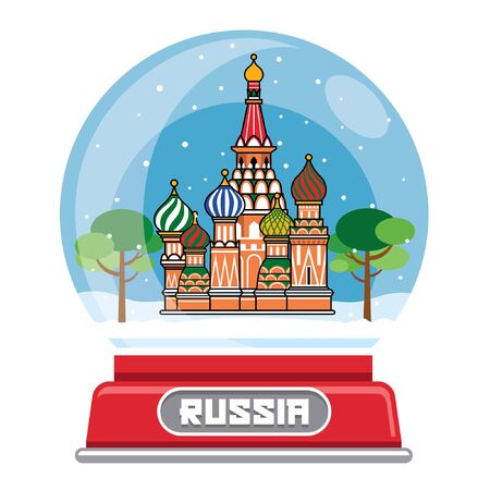 russian landmark inside the snow ballのイラスト素材